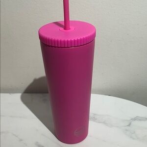 Pink Tumbler with Straw